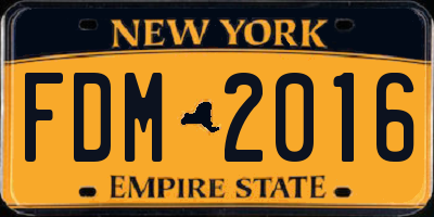 NY license plate FDM2016