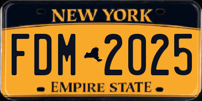 NY license plate FDM2025