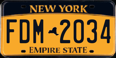 NY license plate FDM2034