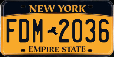 NY license plate FDM2036