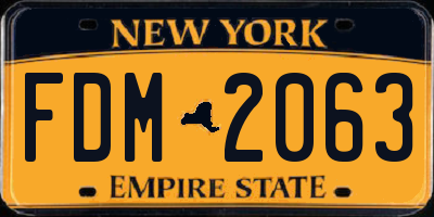 NY license plate FDM2063