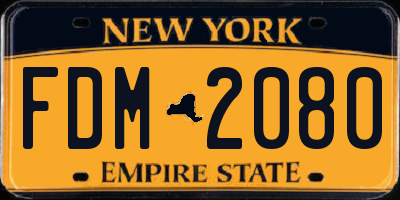 NY license plate FDM2080