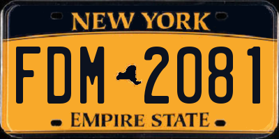 NY license plate FDM2081