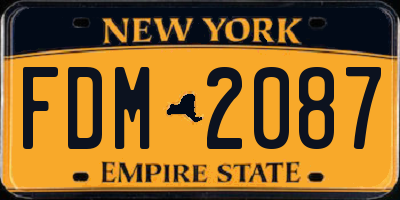 NY license plate FDM2087