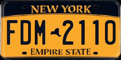 NY license plate FDM2110