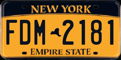 NY license plate FDM2181