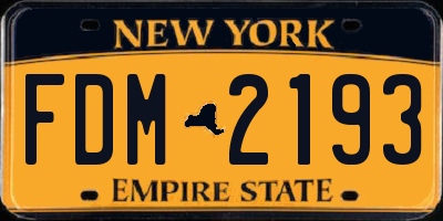 NY license plate FDM2193