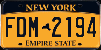 NY license plate FDM2194