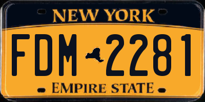 NY license plate FDM2281