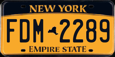 NY license plate FDM2289
