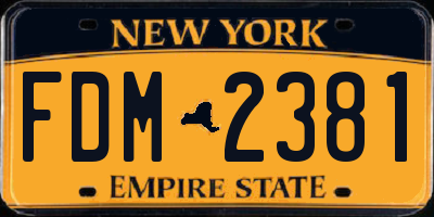 NY license plate FDM2381