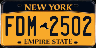 NY license plate FDM2502