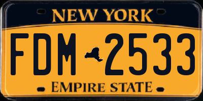 NY license plate FDM2533