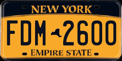 NY license plate FDM2600