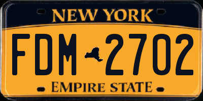 NY license plate FDM2702