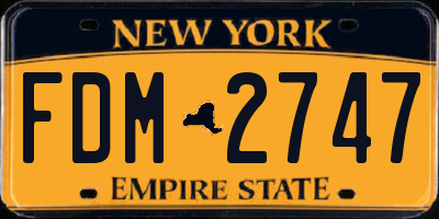 NY license plate FDM2747