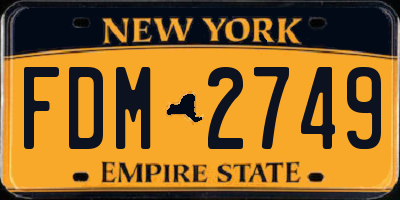 NY license plate FDM2749