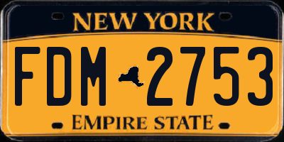 NY license plate FDM2753