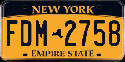 NY license plate FDM2758