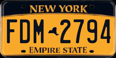 NY license plate FDM2794