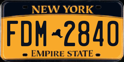 NY license plate FDM2840