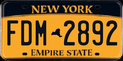 NY license plate FDM2892