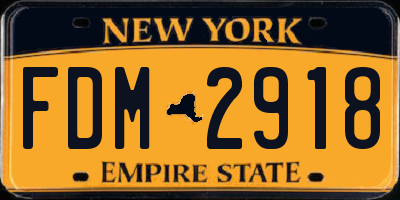 NY license plate FDM2918