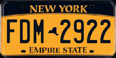 NY license plate FDM2922