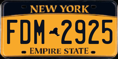 NY license plate FDM2925