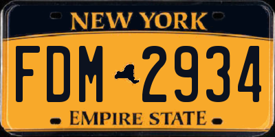 NY license plate FDM2934