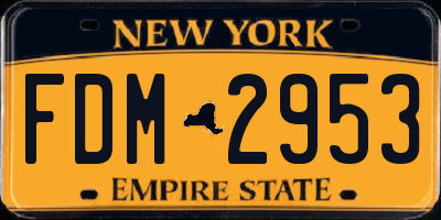 NY license plate FDM2953