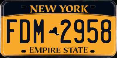 NY license plate FDM2958