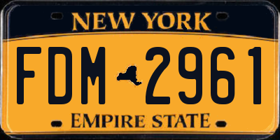NY license plate FDM2961