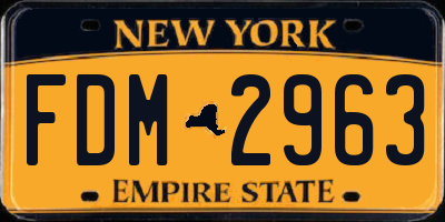 NY license plate FDM2963