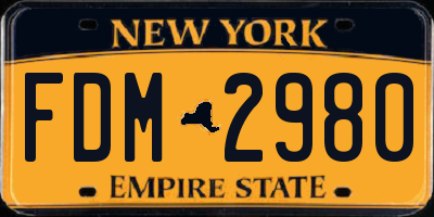 NY license plate FDM2980