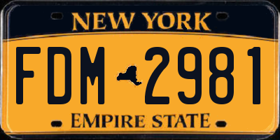 NY license plate FDM2981