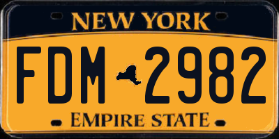 NY license plate FDM2982