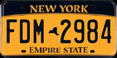 NY license plate FDM2984