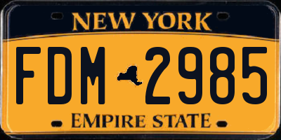 NY license plate FDM2985