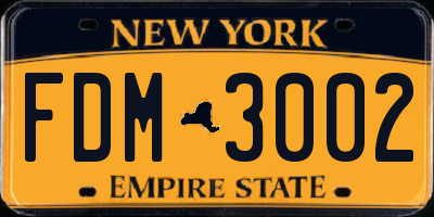 NY license plate FDM3002