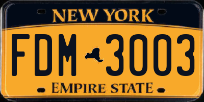 NY license plate FDM3003