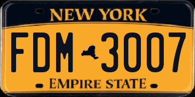 NY license plate FDM3007
