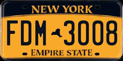 NY license plate FDM3008