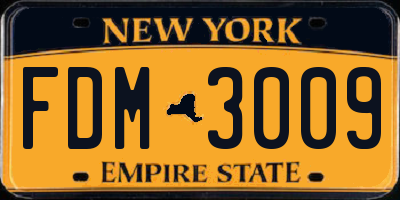 NY license plate FDM3009
