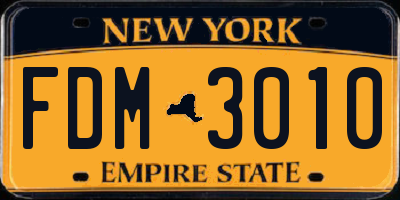 NY license plate FDM3010