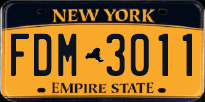 NY license plate FDM3011