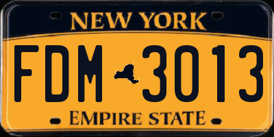 NY license plate FDM3013