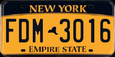 NY license plate FDM3016