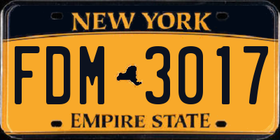 NY license plate FDM3017