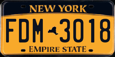 NY license plate FDM3018